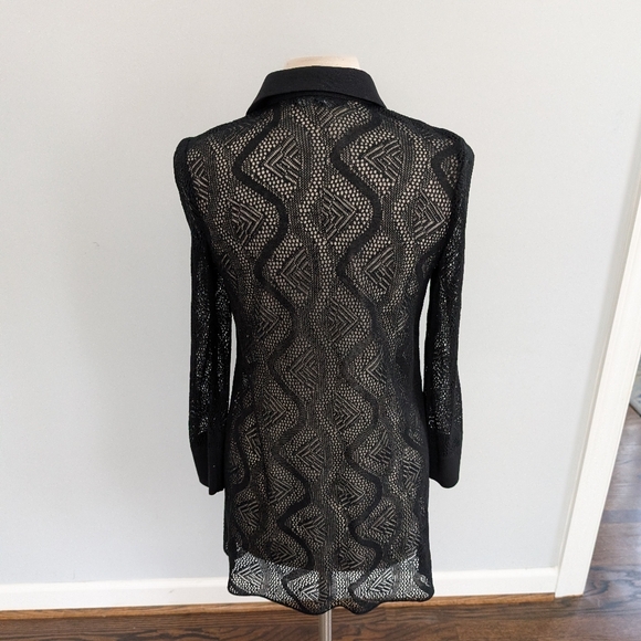 Women's Ming Wang Black Pearl Button Sweater Cardigan Lace XS - Picture 3 of 5